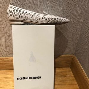 Nicholas Kirkwood laser leather flats on gold heel
